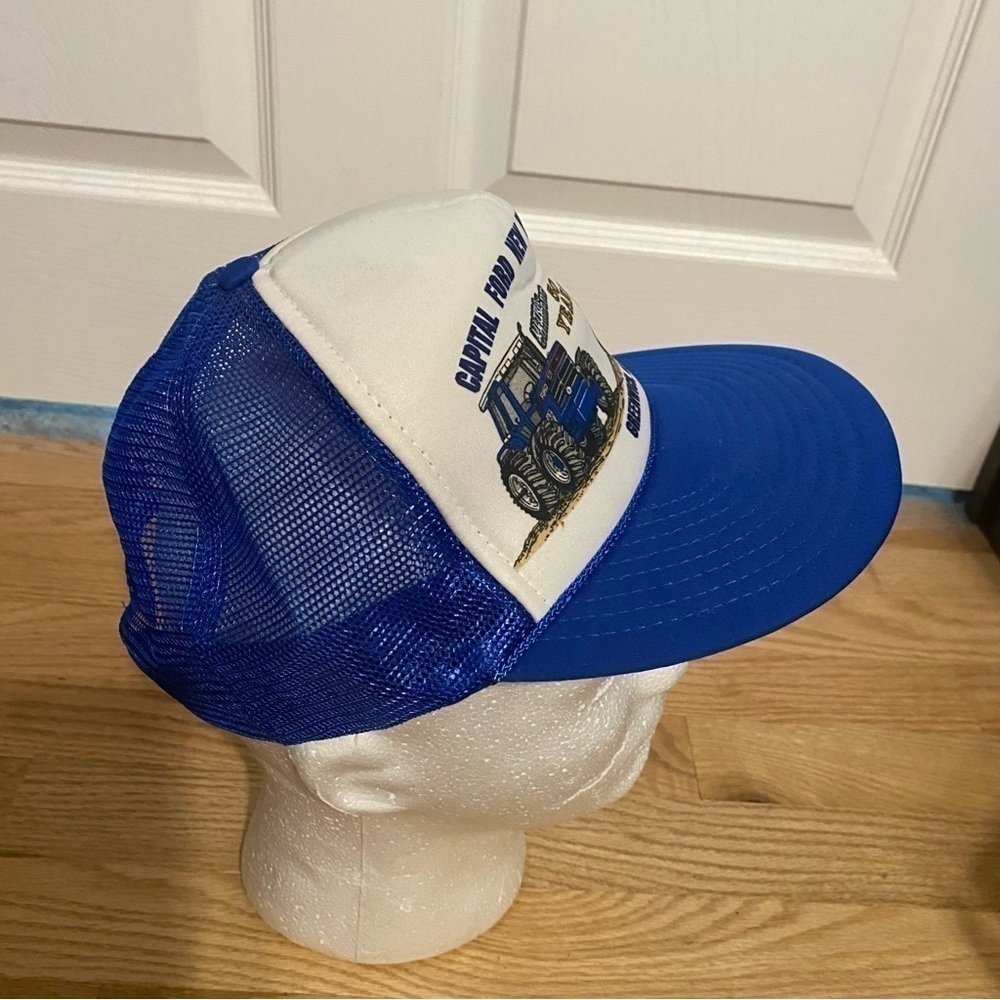 Vintage Ford New Holland Tractor Puffy Trucker Hat SnapBack Mesh Blue White - Picture 4 of 12